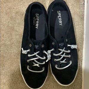 Women’s Sperry Black Suede Topsiders Size 10